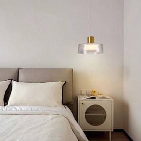 LED Luster na lanku LED/8W/230V 3000K zlatá/číra pr. 20 cm