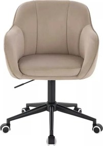 LuxuryForm DESIGN Stolička AVOLA VELUR na čiernej podstave s kolieskami - latte