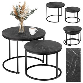 Sada 2 konferenčných stolíkov GALEN čierny mramor