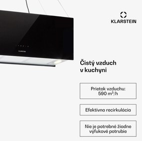 Klarstein Kronleuchter XL, digestor, 90 cm, ostrovčekový, 590 m³/h, dotykové ovládanie, LED, čierny