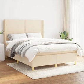 Boxspring posteľ s matracom krémový 140x190 cm látka 3131910