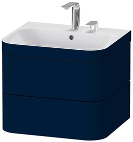 DURAVIT Happy D.2 Plus c-bonded závesná skrinka s nábytkovým umývadlom s dvomi otvormi, 2 zásuvky, 575 x 490 x 480 mm, nočná modrá matná lakovaná, HP4635E9898