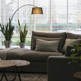 Moderná oblúková lampa čierna s čiernym textilným tienidlom - Arc Basic