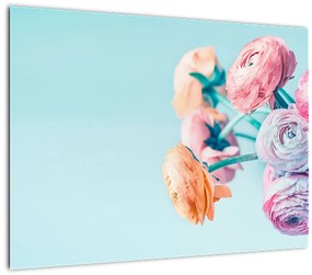 Sklenený obraz - Kvety vo váze (70x50 cm)