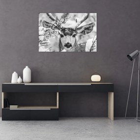 Obraz - Jeleň v zime (90x60 cm)