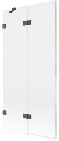 Mexen Lunar, 2-krídlová vaňová zástena ľavá 90 x 150 cm, číre sklo, grafitová, 897-090-100-66-00-L
