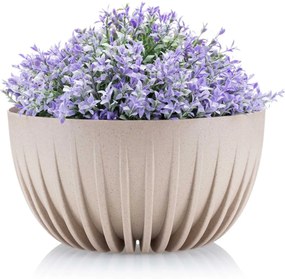 Kvetináč PRUHOVANÝ EKO 30 cm svetlohnedý