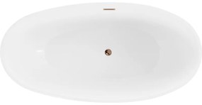 Mexen Bilbao, voľne stojaca vaňa 180 x 90 cm, biela, ružové zlato prepad, 51311809000-60