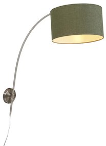 Nástenná oblúková lampa oceľová s tienidlom zelená 35/35/20 nastaviteľná