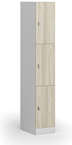 Šatníková skrinka s úložnými boxmi, 3 boxy, 1850 x 300 x 500 mm, demont, otočný zámok, laminované dvere, dub prírodný