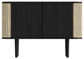 Nízka komoda v dekore duba v čierno-prírodnej farbe 109x75 cm Treasures – UMAGE