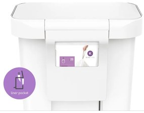 Obdĺžnikový pedálový kôš 45 l biely plast/nerez, biela