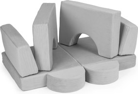 DIY modulárne detské kreslo 8 mäkkých skladacích vankúšov - sivé ECOTOYS