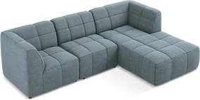 Modrá rohová pohovka z textílie buklé (pravý roh/s leňoškou) Aloha – Makamii