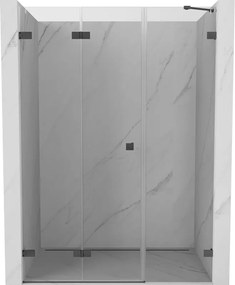 Mexen Lunar-F, ľavé sklápacie sprchové dvere 145 cm, 8mm číre sklo, brúsený grafit profil, 836S-145-050-66-00-L