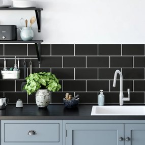 Súprava samolepiek na kachličky 30 ks 20x10 cm Subway Tiles Black - Ambiance
