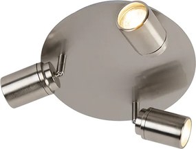 Moderné kúpeľňové bodové svetlo oceľ 3-žiarovkové IP44 - Ducha