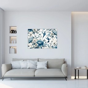Obraz - Kolibríky s kvetmi (90x60 cm)