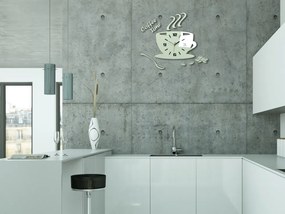 Moderné nástenné hodiny COFFE TIME 3D WHITE