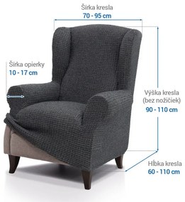 Super strečové poťahy RUBINIA antracitová kreslo ušiak (š. 70 - 95 cm)