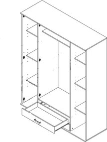 Šatníková skriňa Laurie, 159 cm, grafit/dub