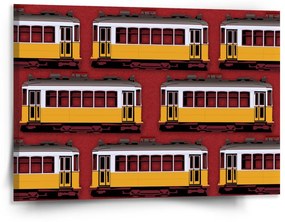 Sablio Obraz Lisabonské historické električky Červený Pattern - 150x110 cm