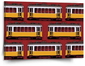 Sablio Obraz Lisabonské historické električky Červený Pattern - 150x110 cm