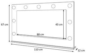 KOZMETICKÉ ZRKADLO VALENTINA 110 x 67 cm