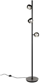 Čierna/v striebornej farbe LED stojacia lampa (výška 150 cm) Orbit – Trio Select