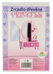 Teddies Zrkadlo šperkovnica Princess 3-dielne zásuvka drevo 16x25x8cm v krabici
