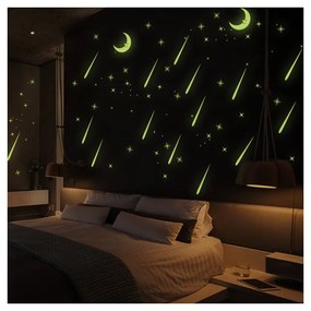 Nástenné samolepky svietiace v tme Ambiance Moon And Falling Stars