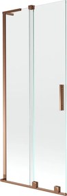 Mexen Velar L, 2-krídlová posuvná vaňová zástena 80 x 150 cm, 8mm číre sklo, ružové zlato, 896-080-003-01-60