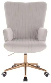 LuxuryForm DESIGN Kreslo AMADEO VELUR na zlatej podstave s kolieskami - svetlo šedé