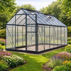 Skleník so základňou BestBerg SH‑9B / 9 m² / 480 × 182 × 208 cm / čierny
