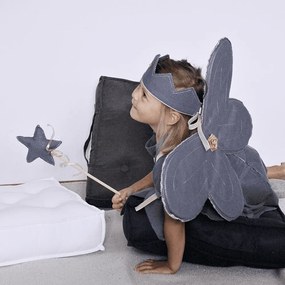 Ľanový čarovný prútik džínsový so zlatom