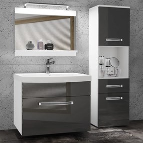 Kúpeľňový nábytok Belini Premium Full Version šedý lesk + umývadlo + zrkadlo + LED osvetlenie Glamour 45  GLA P 3/0/W/S/0/MB/PP