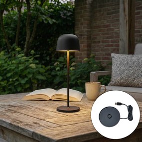 Stolná lampa čierna vrátane LED nabíjateľná s nabíjacou stanicou IP65 - Raika