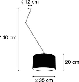 Závesné svietidlo čierne s tienidlom 35 cm zelené nastaviteľné - Blitz