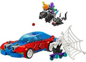 LEGO Spider-Manovo pretekárske auto a Venomov Zelený goblin