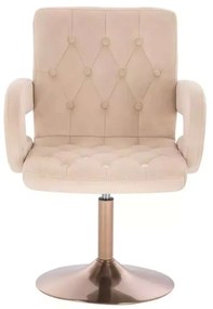 LuxuryForm DESIGN Stolička BOSTON VELUR na zlatom tanieri - krémová