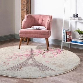 Svetloružový prateľný okrúhly koberec vhodný pre robotické vysávače ø 120 cm Comfort – Mila Home