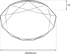 Stropné LED svietidlo Hex, 1x LED 72w, 3000-6000k, (fi 50 cm), w, s ovládačom