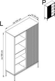 Vitrína Sento, čierna/dub wotan, s osvetlením