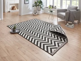 Obojstranný koberec Hanse Home Twin Supreme Palma čierny / krémový