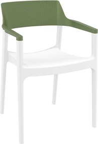 TULUM záhradná stolička s podrúčkami white/olive green