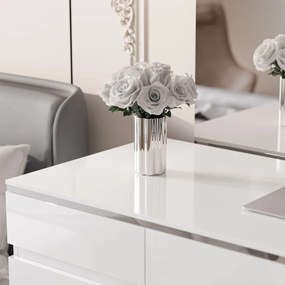 PISACÍ STÔL NESSIE BIELY LESK + STRIEBORNÝ 120 cm