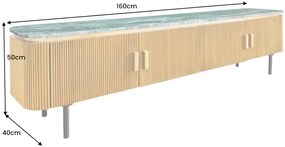 VENEZIANO TV komoda 160 cm mangové drevo a mramorová vrchná doska