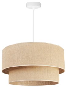 Závesné svietidlo Juta, 1x jutové tienidlo, biela konštrukcia, (fi 45cm)