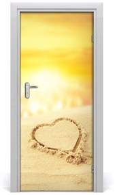 Fototapeta na dvere samolepiace srdce na pláži 75x205 cm