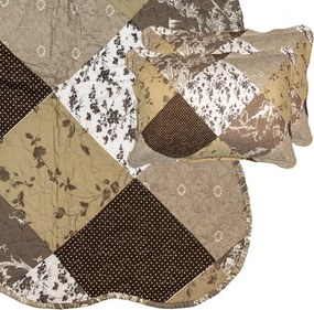 Hnedý prehoz na posteľ a 1x obliečka na vankúš Patchwork - 180*250 cm / 50*70 cm